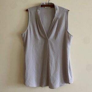 Calvin Klein Light Gray Silk Sleeveless Blouse